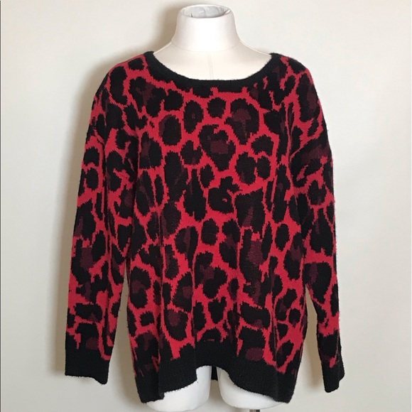 APT. 9 Red & Black Animal Print Sweater - Picture 2 of 7